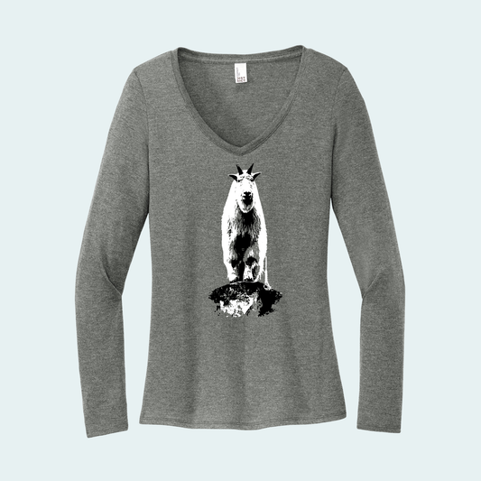 Mountain Goat (Limited Edition for December) Women's Long Sleeve V-Neck Tee