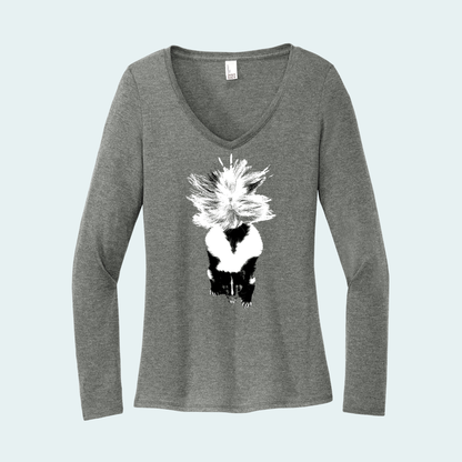 Striped Skunk (Limited Edition for December) Women's Long Sleeve V-Neck Tee