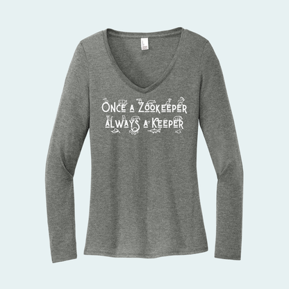 Once a Zookeeper Always a Keeper (Limited Edition for December) Women's Long Sleeve V-Neck Tee