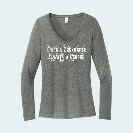 Once a Zookeeper Always a Keeper (Limited Edition for December) Women's Long Sleeve V-Neck Tee