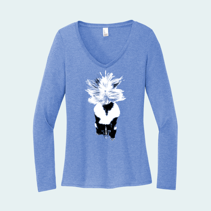 Striped Skunk (Limited Edition for December) Women's Long Sleeve V-Neck Tee
