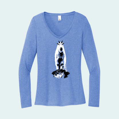 Mountain Goat (Limited Edition for December) Women's Long Sleeve V-Neck Tee