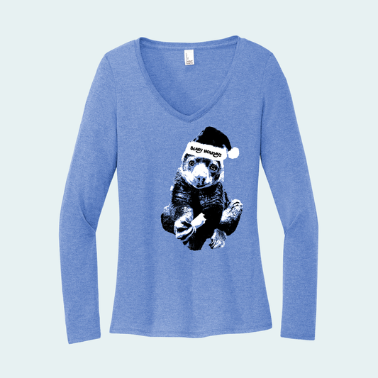Bear Cuscus (Fundraiser for Memphis AAZK) (Limited Edition for December) Women's Long Sleeve V-Neck Tee