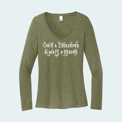 Once a Zookeeper Always a Keeper (Limited Edition for December) Women's Long Sleeve V-Neck Tee