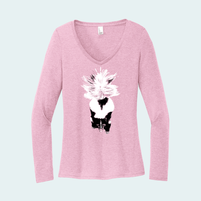 Striped Skunk (Limited Edition for December) Women's Long Sleeve V-Neck Tee