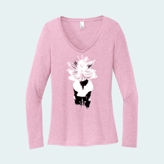 Striped Skunk (Limited Edition for December) Women's Long Sleeve V-Neck Tee