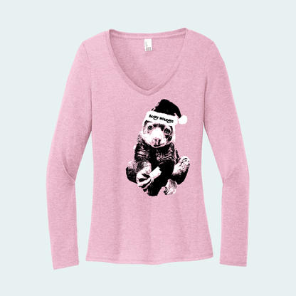 Bear Cuscus (Fundraiser for Memphis AAZK) (Limited Edition for December) Women's Long Sleeve V-Neck Tee