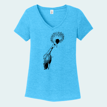 Grey Crowned Crane (Limited Edition for July) Women's V-Neck Tee