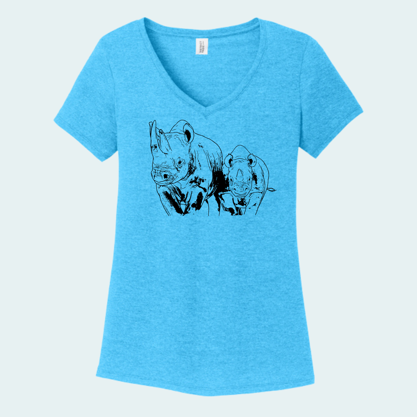Rhino with Baby Fundraiser (Limited Edition for July) Women's V-Neck Tee
