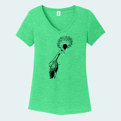Grey Crowned Crane (Limited Edition for July) Women's V-Neck Tee