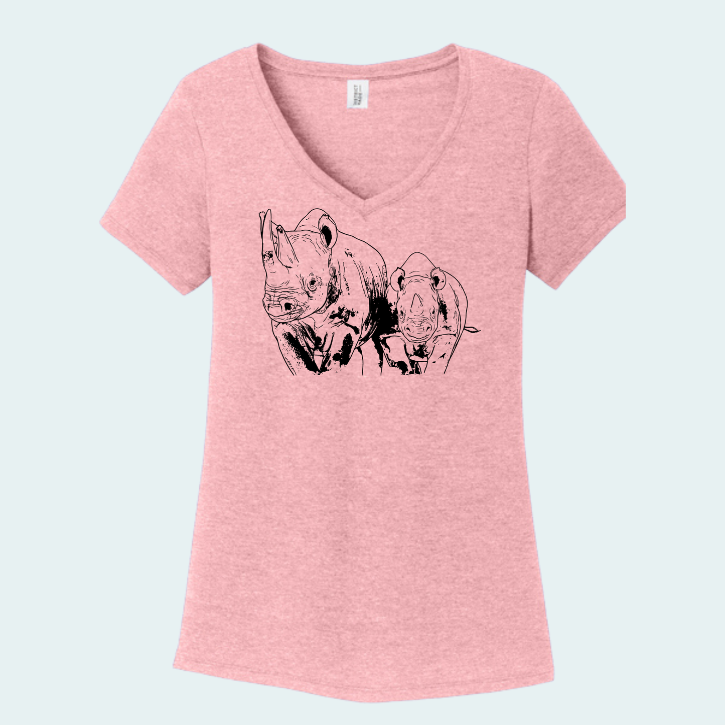 Rhino with Baby Fundraiser (Limited Edition for July) Women's V-Neck Tee