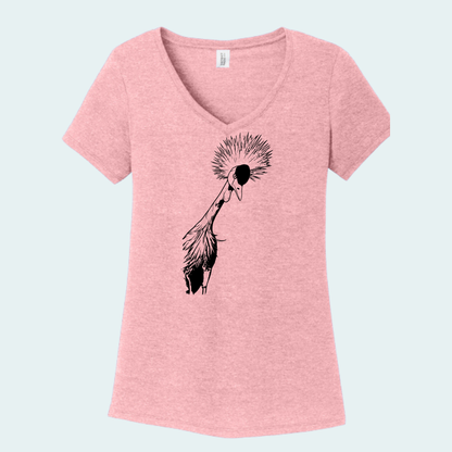 Grey Crowned Crane (Limited Edition for July) Women's V-Neck Tee