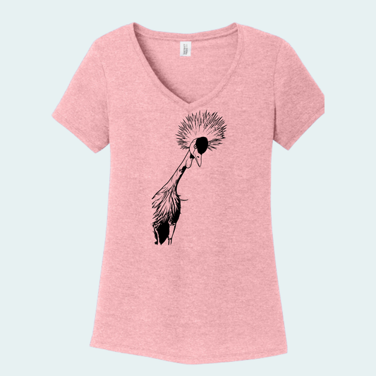 Grey Crowned Crane (Limited Edition for July) Women's V-Neck Tee