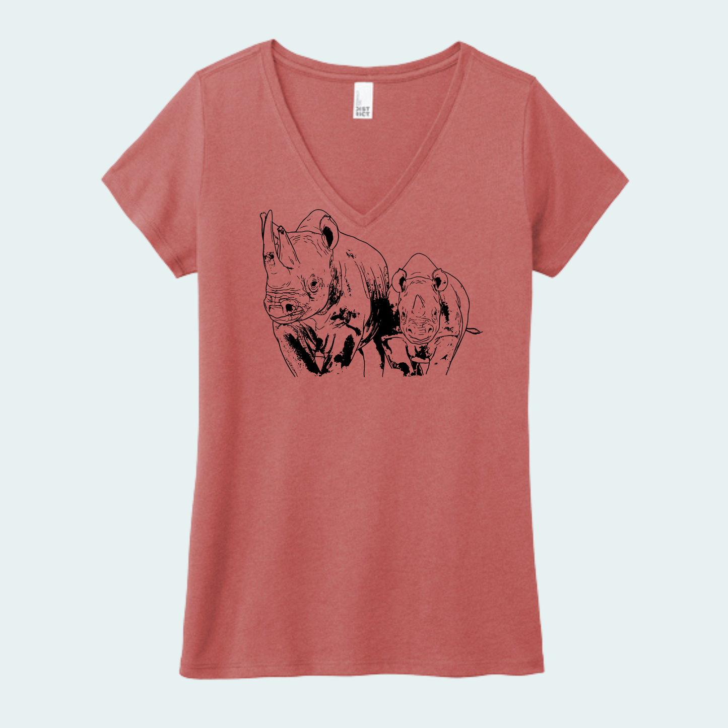 Rhino with Baby Fundraiser (Limited Edition for July) Women's V-Neck Tee