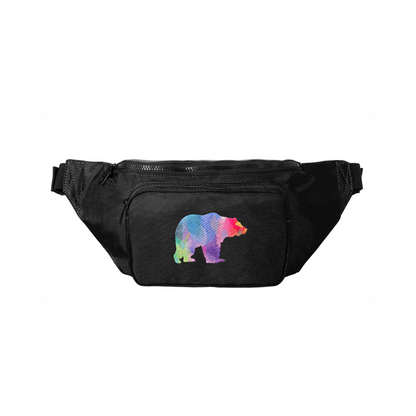 Brown Bear Rainbow Embroidery - Crossbody Hip Bag