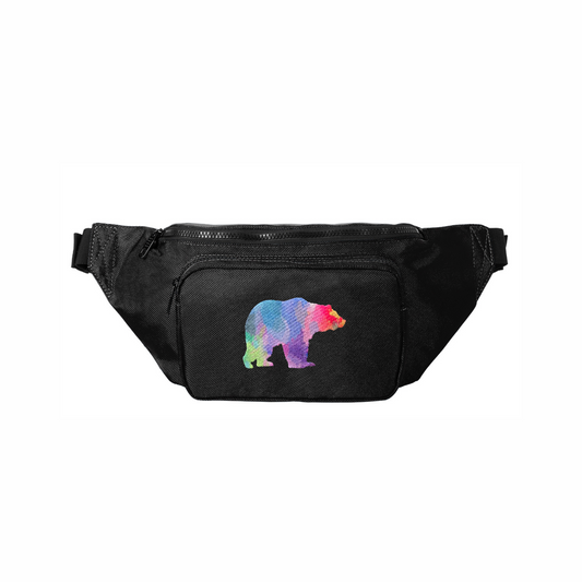 Brown Bear Rainbow Embroidery - Crossbody Hip Bag