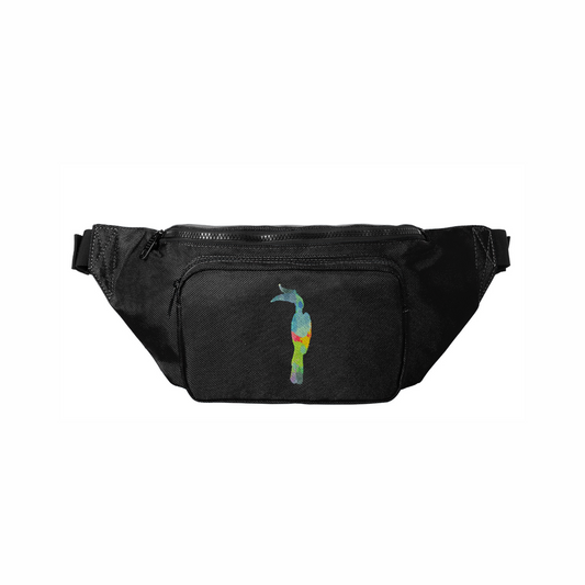 Rhinoceros Hornbill Rainbow Embroidery - Crossbody Hip Bag