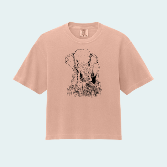 Asian Bull Elephant Fundraiser (Limited Edition for August) Women’s Boxy Crop Tee