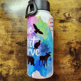 Mixed Species - Love Protect Conserve Splatter - 32oz Water Bottle (Made to Order)