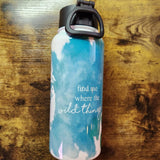 Fox Find me Where the Wild Things are Blue Green Background - 32oz Water Bottle (Made to Order)