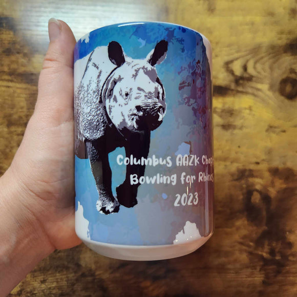 Bowling for Rhinos Columbus AAZK Fundraiser - 15oz Mug (Pre order)