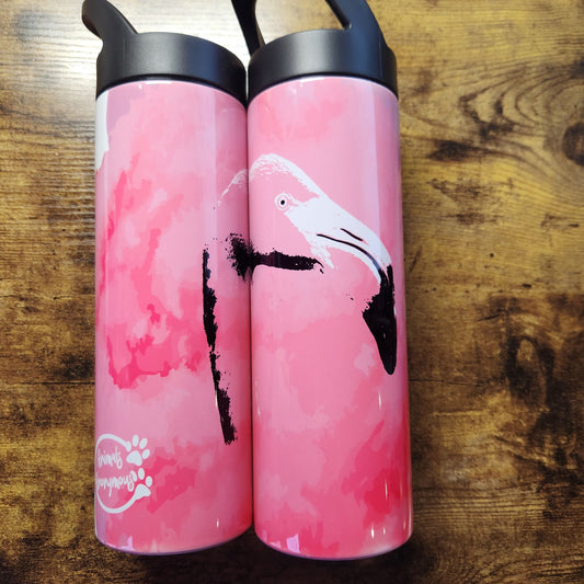 Fondo Flamingo Pink Splash - Botella de agua de 20 oz (hecha a pedido)
