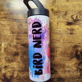 Bird Nerd - Feet Print - Rainbow Splatter - 20oz Water Bottle (Made to Order)