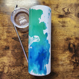 Running Cheetah - Blue Green Watercolor Tumbler (Made to Order)