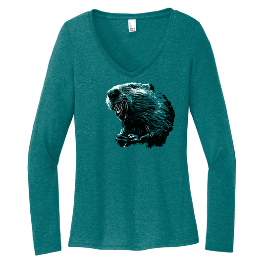 Beaver - Women's Long Sleeve V-Neck Tee (LIMITED EDITION)