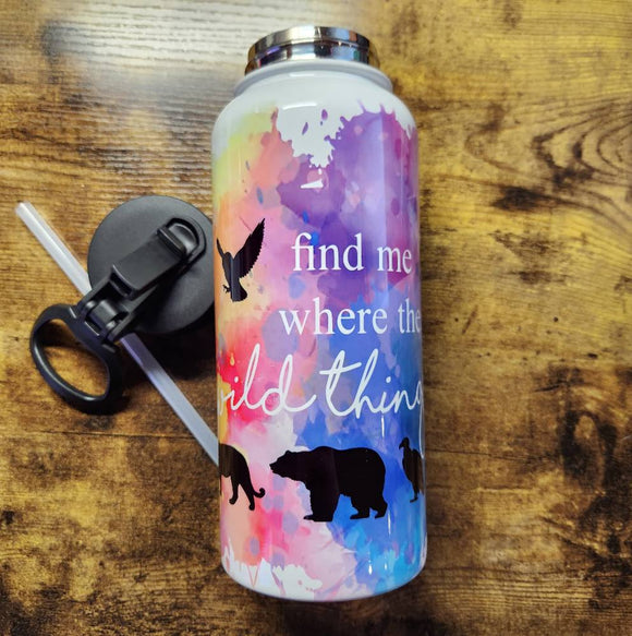Mixed Species - Find me Where the Wild Things are Splatter - 32oz Water Bottle (Made to Order)