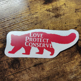Love Protect Conserve Red Panda - Calcomanía (hecha a pedido)