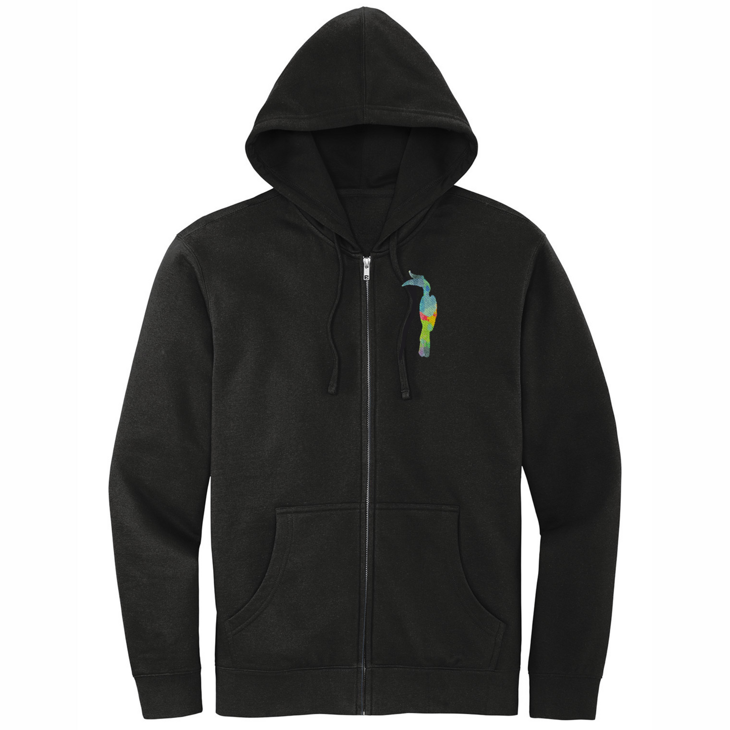 Rhinoceros Hornbill Rainbow Embroidery - Full Zip Jacket