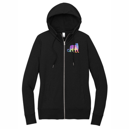 Snow Leopard Rainbow Embroidery - Full Zip Jacket