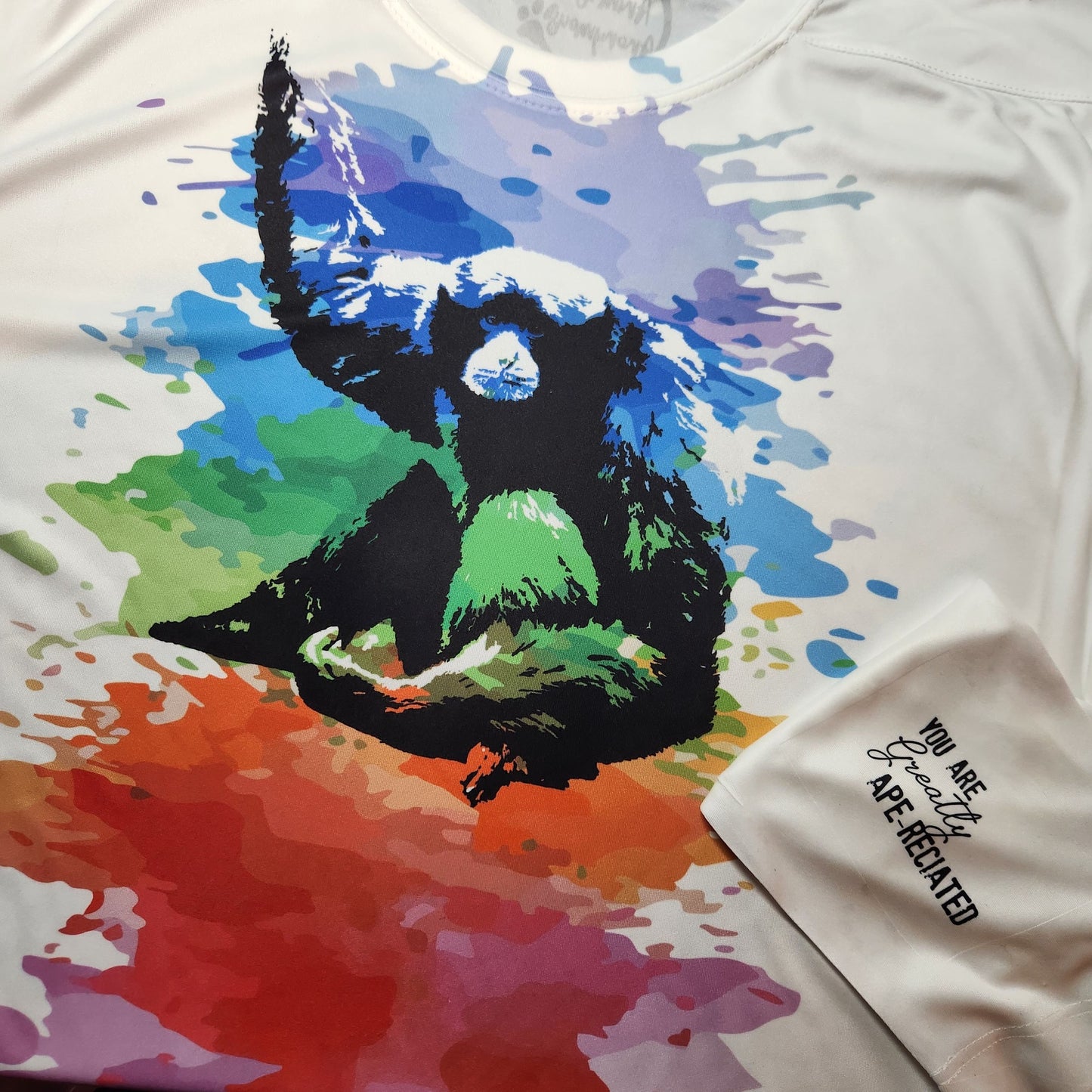 Siamang with Ape Hand Prints and Quote - Long Sleeve Tee (Sublimation Print) (Pre order)
