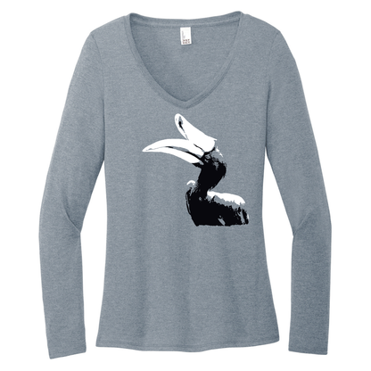 Rhinoceros Hornbill - Women's Long Sleeve V-Neck Tee (LIMITED EDITION)