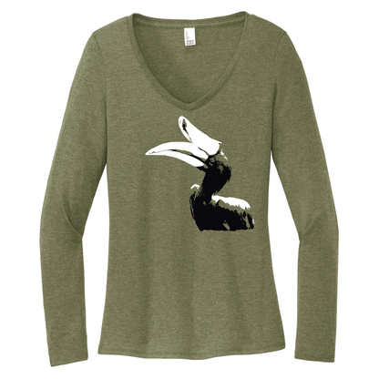 Rhinoceros Hornbill - Women's Long Sleeve V-Neck Tee (LIMITED EDITION)