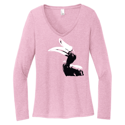 Rhinoceros Hornbill - Women's Long Sleeve V-Neck Tee (LIMITED EDITION)