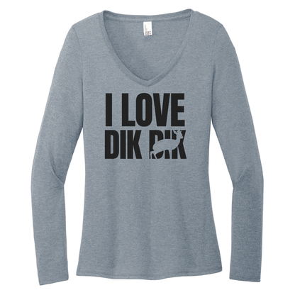 I love Dik Dik - Women's Long Sleeve V-Neck Tee (LIMITED EDITION)