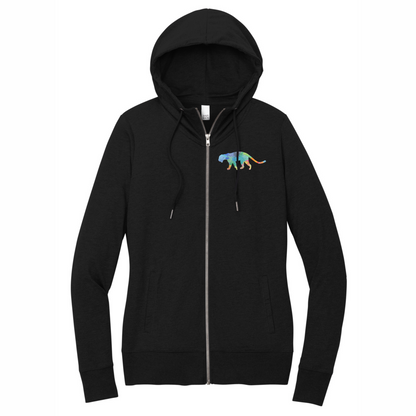 Clouded Leopard Rainbow Embroidery - Full Zip Jacket