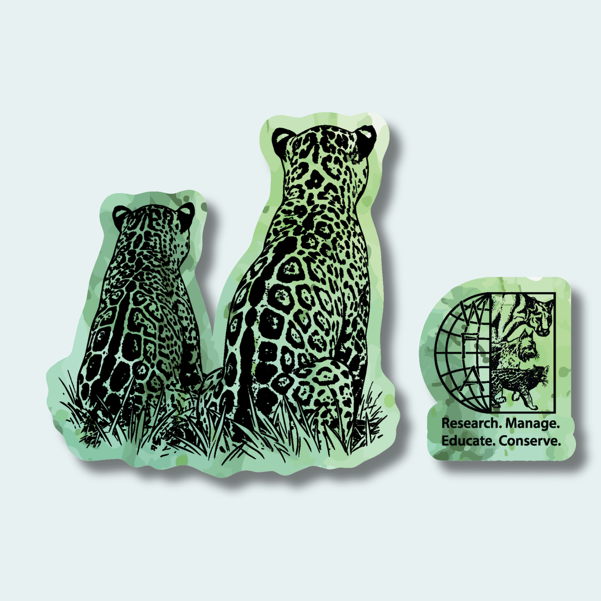 Two Jaguars -Fundraiser for Wild Cat Research and Management (Limited Edition for October) 4in and 2in Sticker