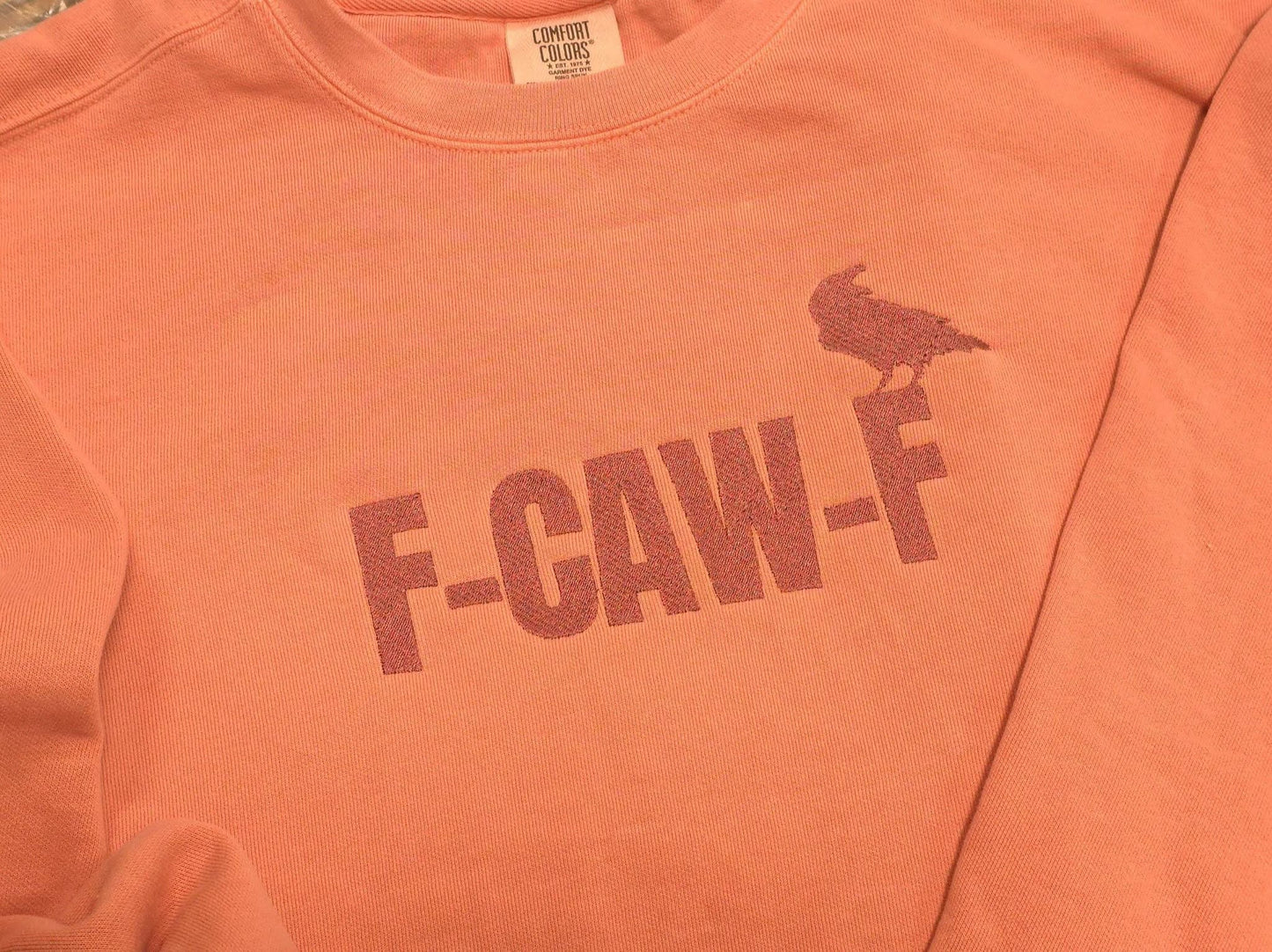 F-CAW-F Crow on Comfort Color Crewneck