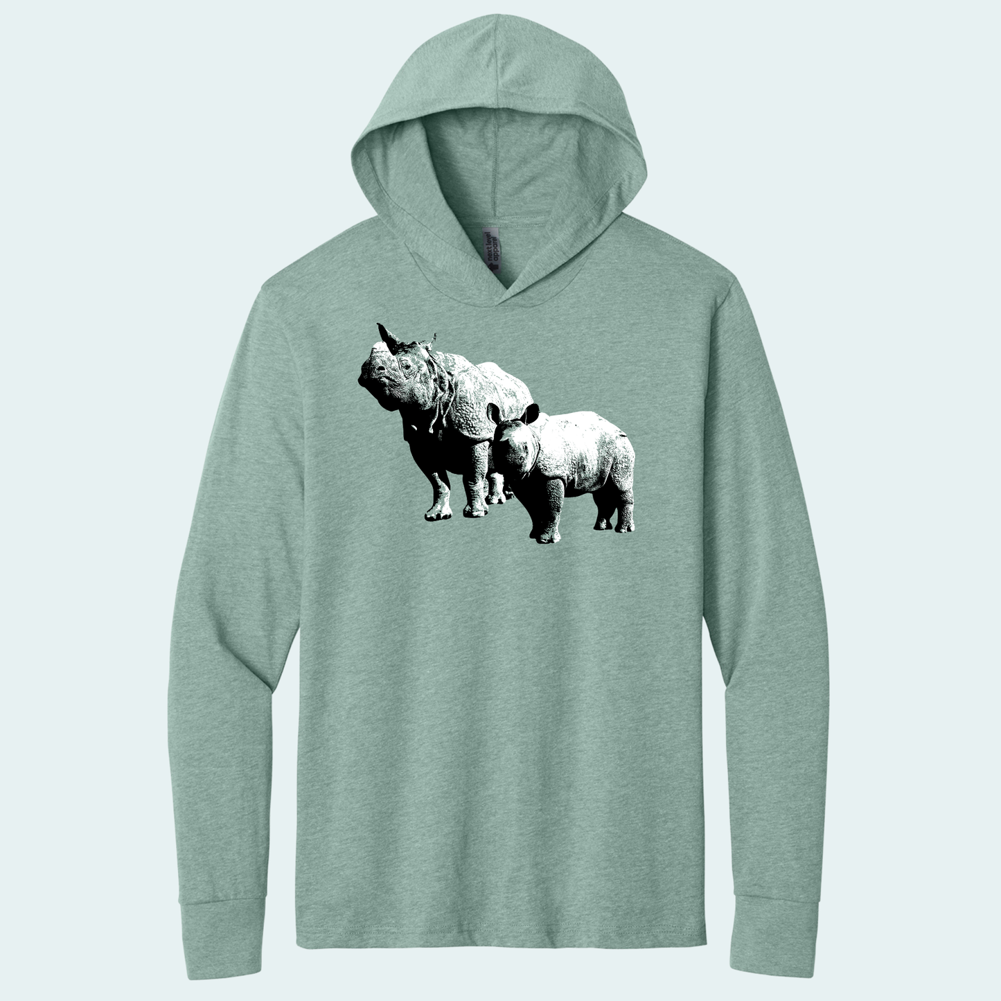 Rhino with Baby (Limited Edition for January) Hooded Long Sleeve Tee