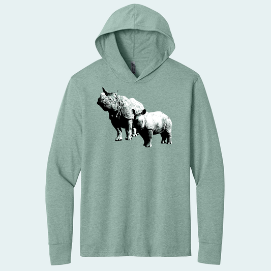 Rhino with Baby (Limited Edition for January) Hooded Long Sleeve Tee