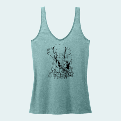 Asian Bull Elephant Fundraiser (Limited Edition for August) Women's V-Neck Tank