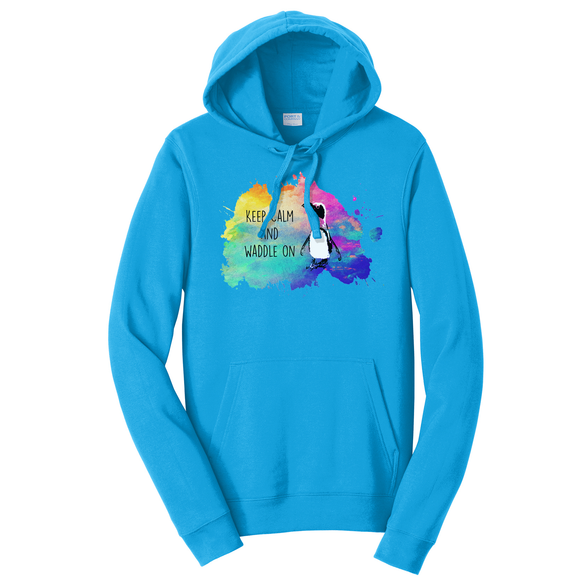 Keep Calm and Waddle on Penguin Watercolor - Unisex Hoodie (Pre order)