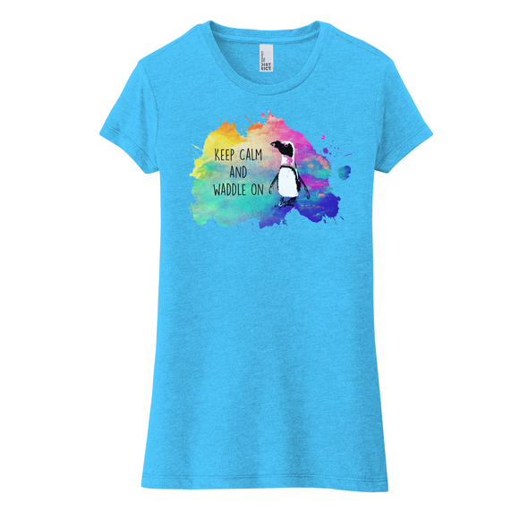 Keep Calm and Waddle on Penguin Watercolor - Women's Tee (Pre order)
