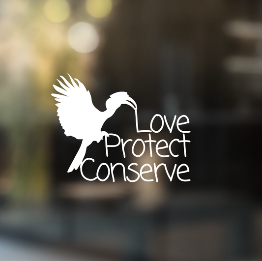 Rhinoceros Hornbill - Love Protect Conserve - Vinyl Decal