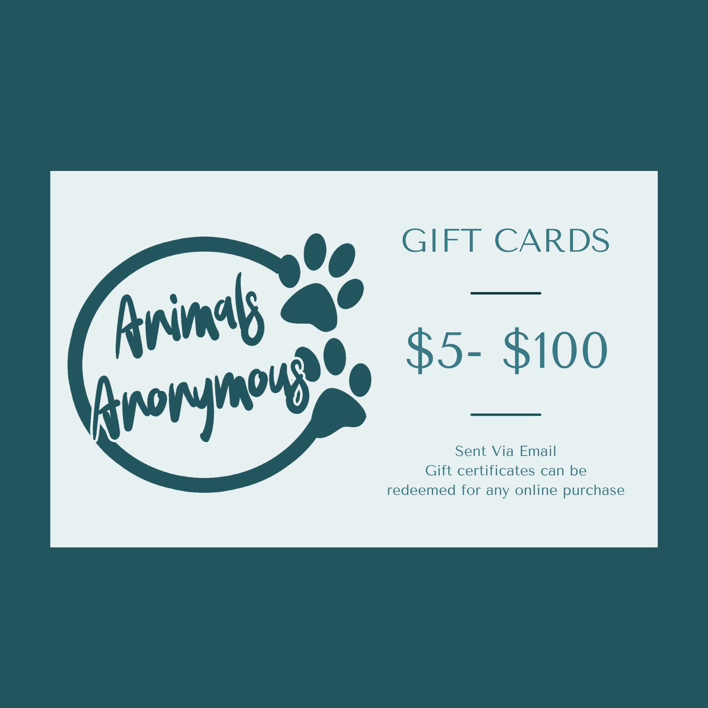 Animals Anonymous Gift Card