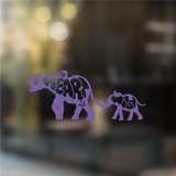 My heart is Wild Elephant with Baby  - Vinyl Decal (Made to Order)