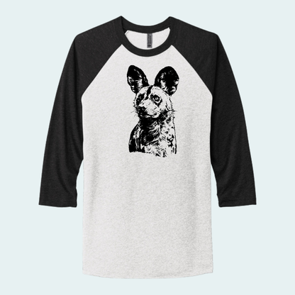Kalahari African Wild Dog Conservation Trust Fundraiser (Limited Edition for September) Unisex 3/4-Sleeve Raglan Tee
